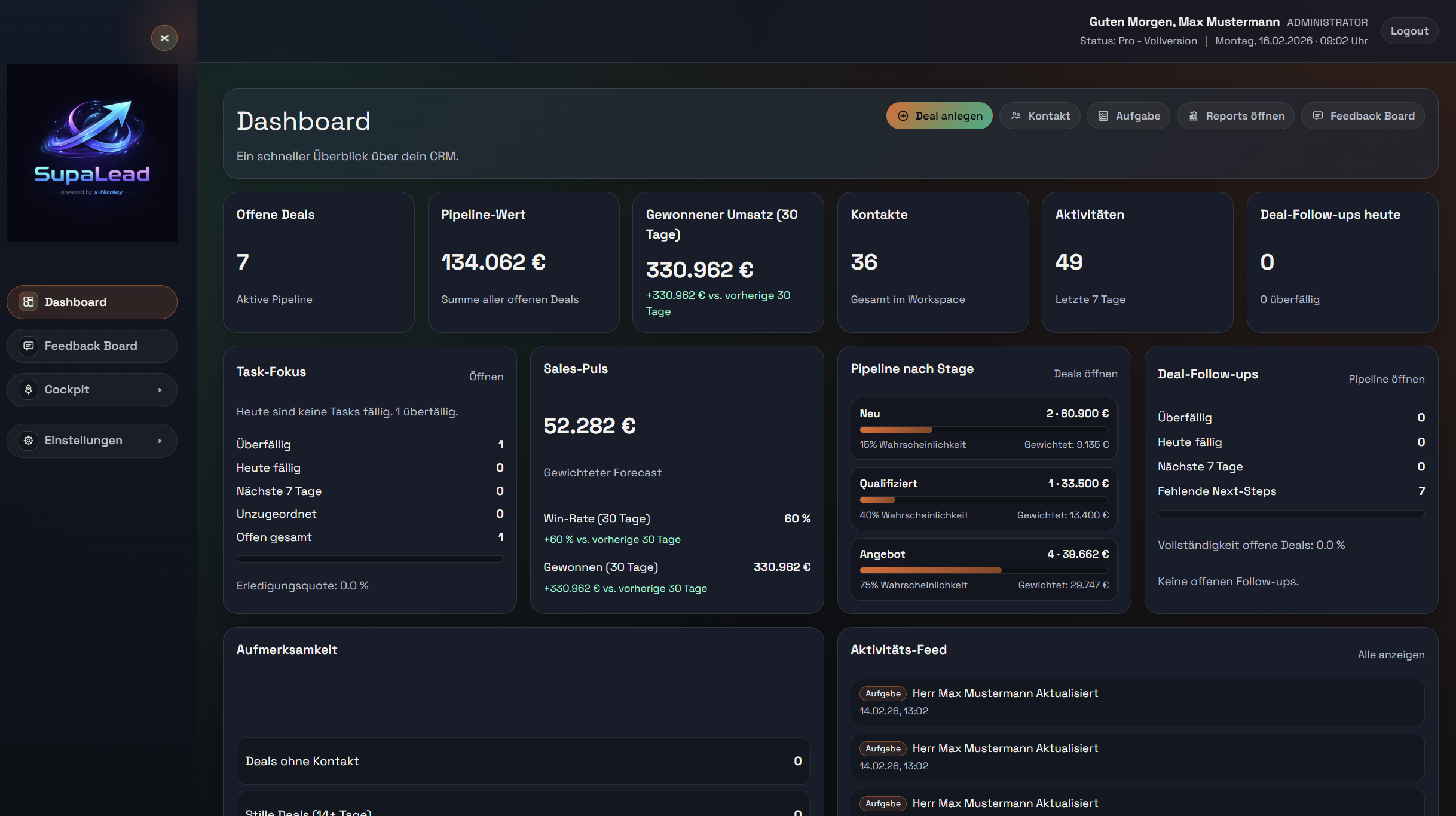 Vorschau Modul Dashboard