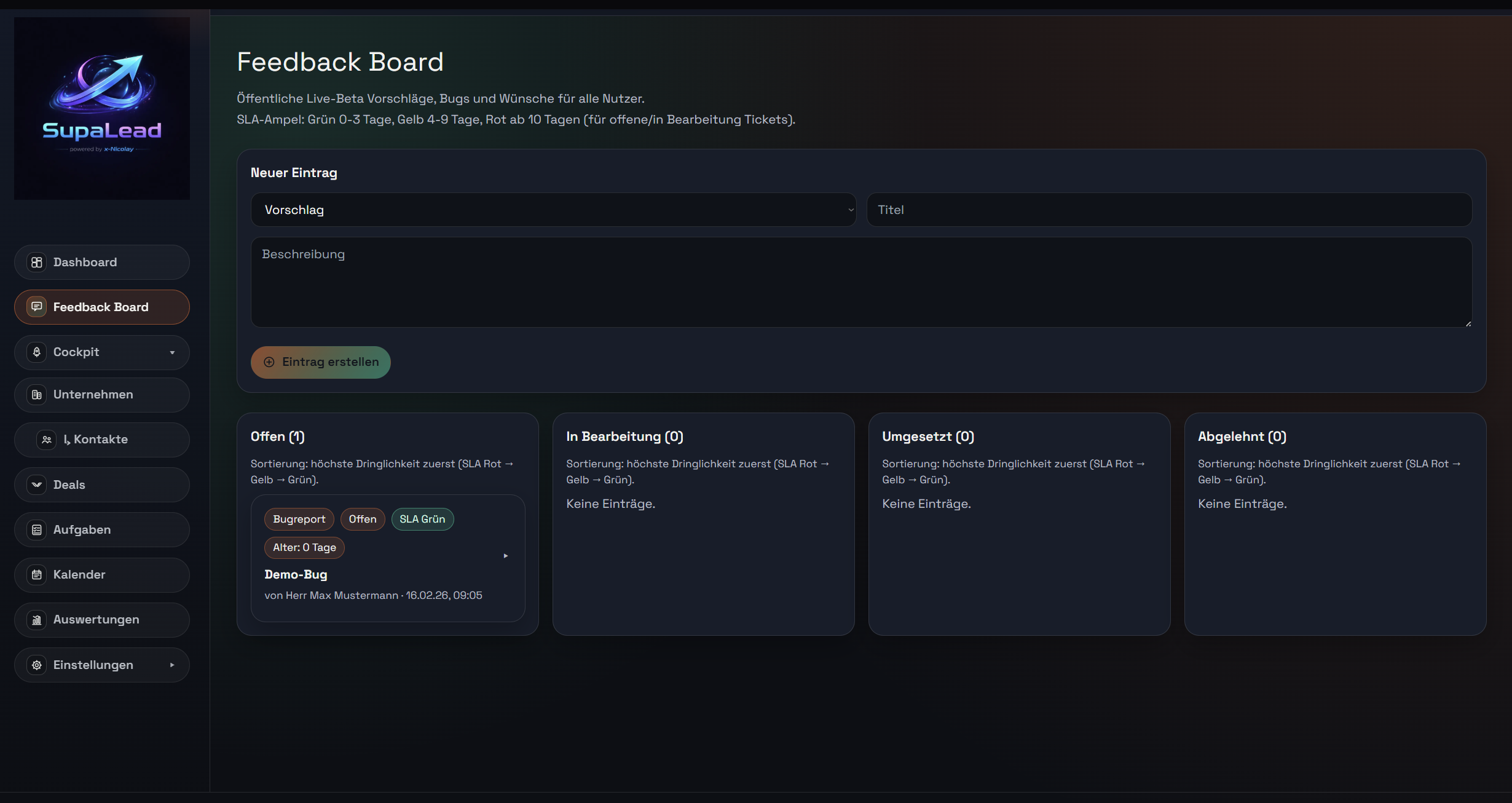 Vorschau Modul Feedback Board