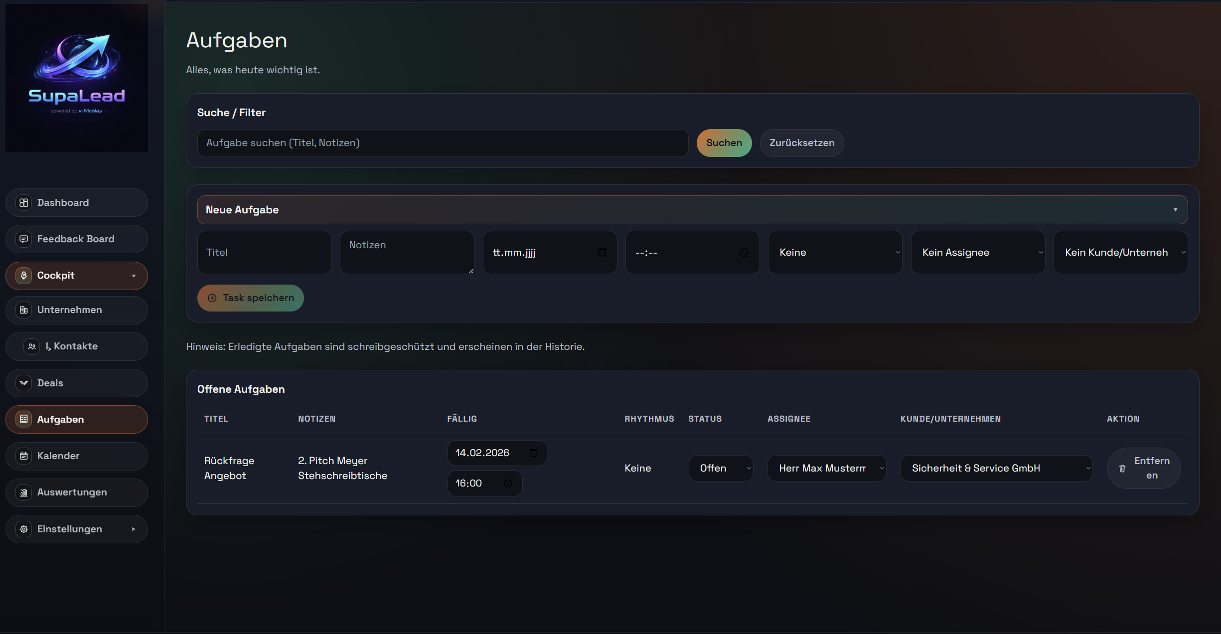 Vorschau Modul Aufgaben und Kalender